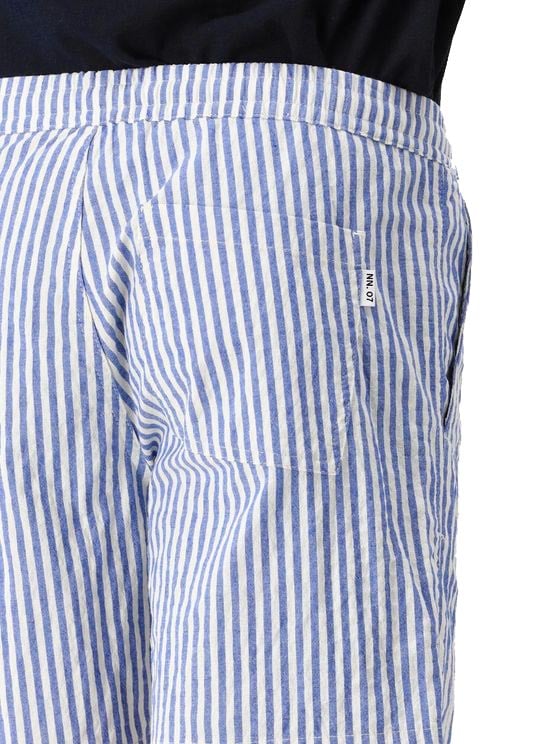 NN07 NN.07 Korte Broek Blauw Wit Gestreept Gregor 5246 Blauw