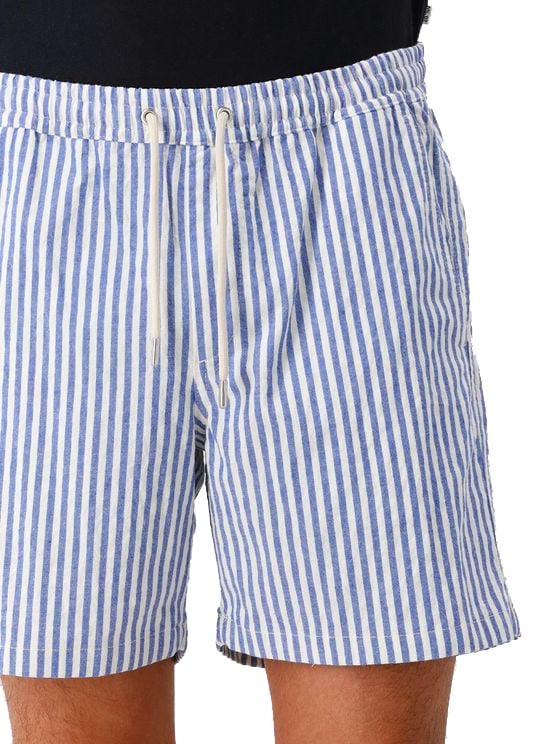 NN07 NN.07 Korte Broek Blauw Wit Gestreept Gregor 5246 Blauw