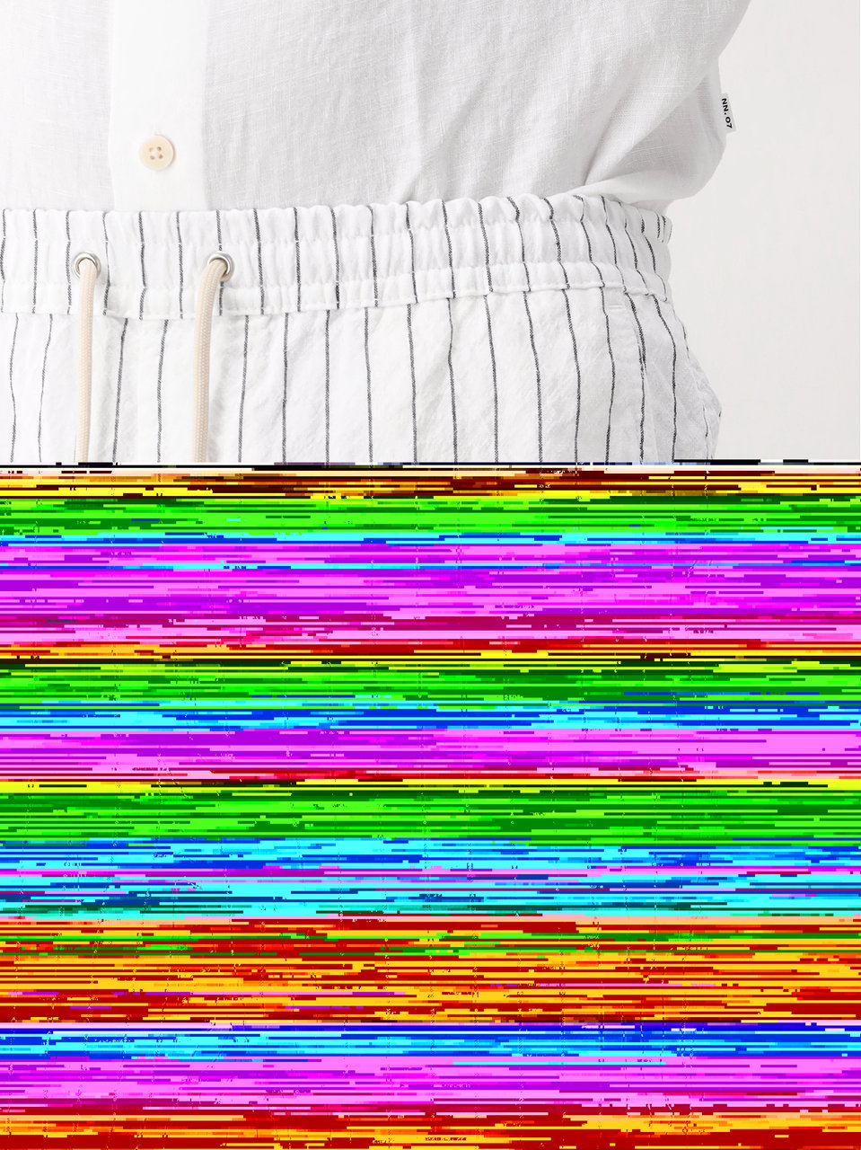 NN07 NN.07 Korte Broek Wit Zwart Gestreept Gregor 5246 Blauw