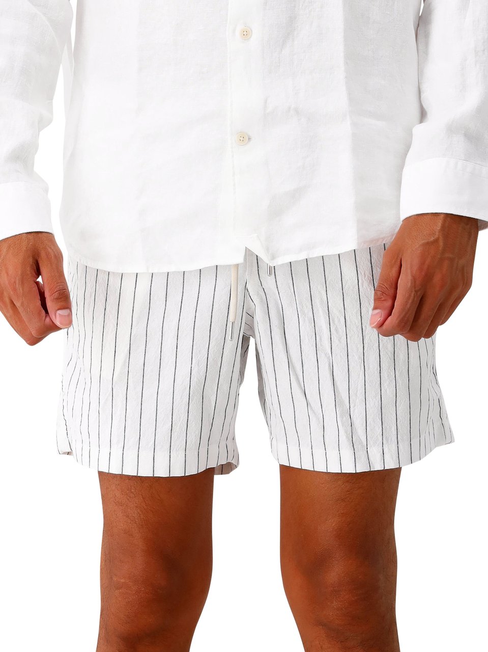 NN07 NN.07 Korte Broek Wit Zwart Gestreept Gregor 5246 Blauw