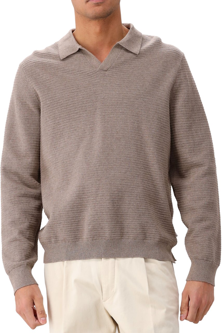 NN07 NN.07 Gebreide Polo Bruin Paul LS Bruin