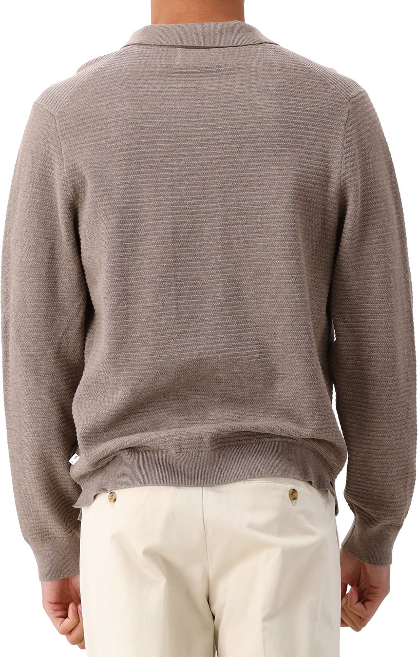 NN07 NN.07 Gebreide Polo Bruin Paul LS Bruin