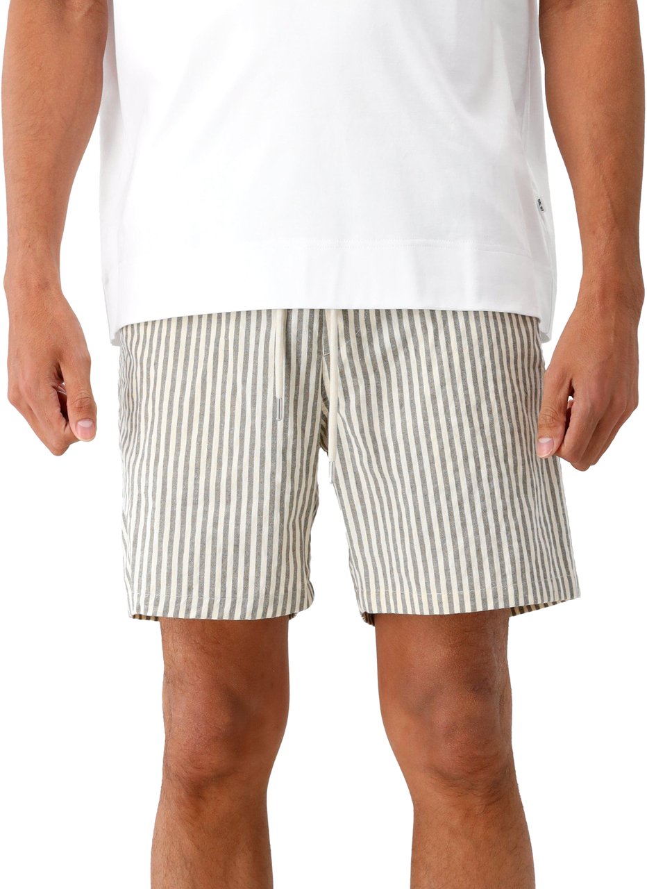 NN07 NN.07 Korte Broek Beige/Groen Gestreept Gregor 5426 Groen
