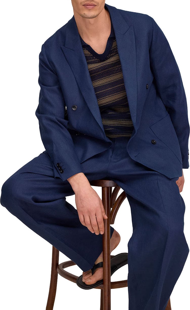 NN07 Blazer Jordin Linen Navy Blue Blauw