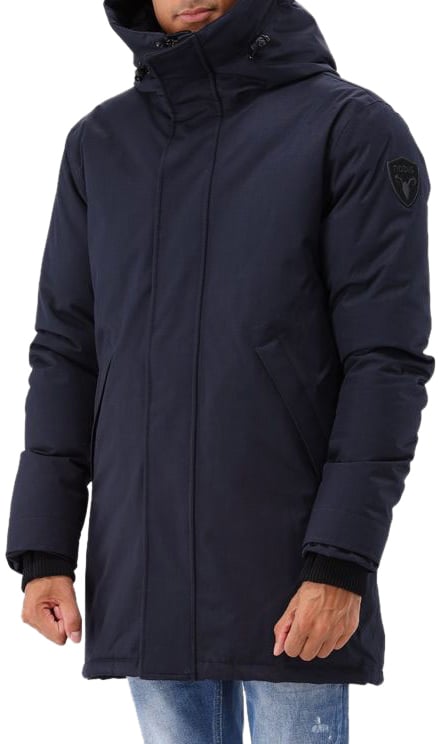 Nobis Nobis Parka Jas Blauw Pierre Crosshatch Navy Blauw