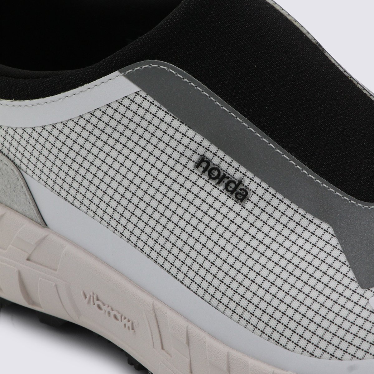 Norda Slip-On Sneakers with Grid-Patterned Upper and Textured Sole Wit