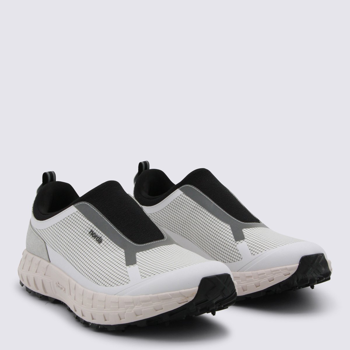 Norda Slip-On Sneakers with Grid-Patterned Upper and Textured Sole Wit