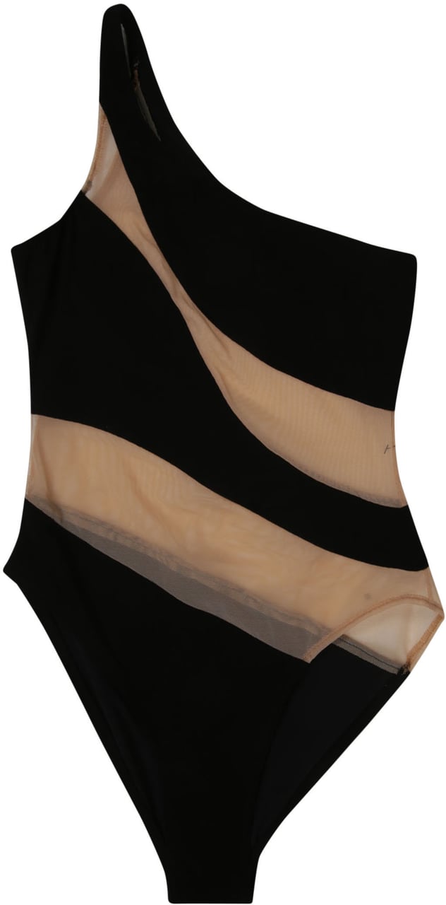Norma Kamali One Shoulder Swimwear Black Zwart