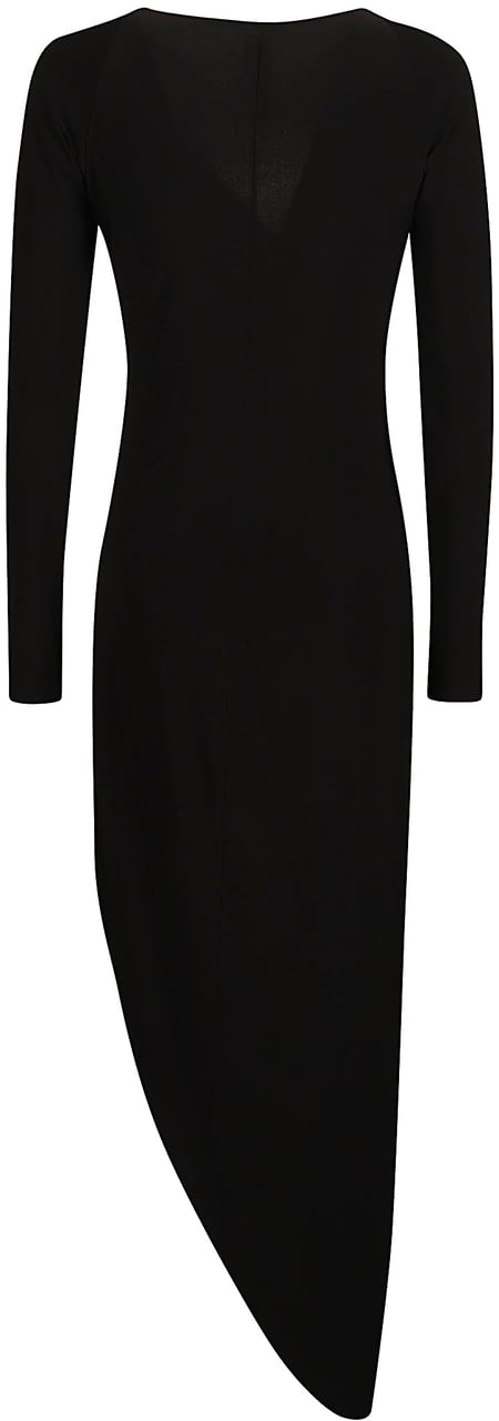 Norma Kamali Long Sleeve Sweetheart Side Drape Dress Black Zwart