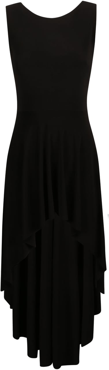 Norma Kamali Hi Low Sleeveless Dress Black Zwart