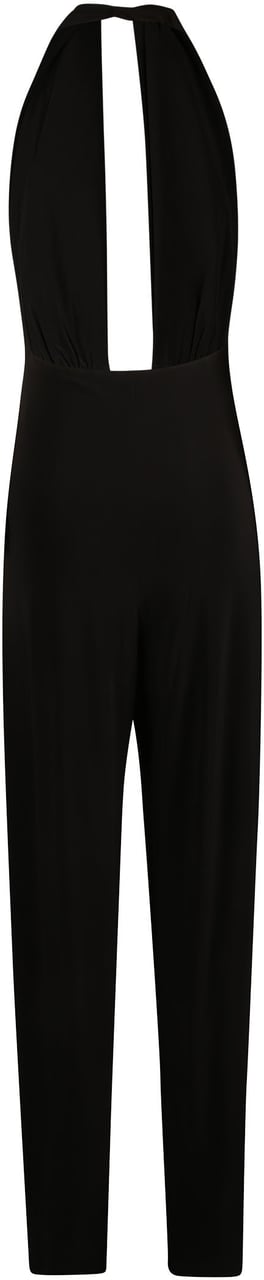 Norma Kamali Cross Halter Straight Leg Jumpsuit Black Zwart