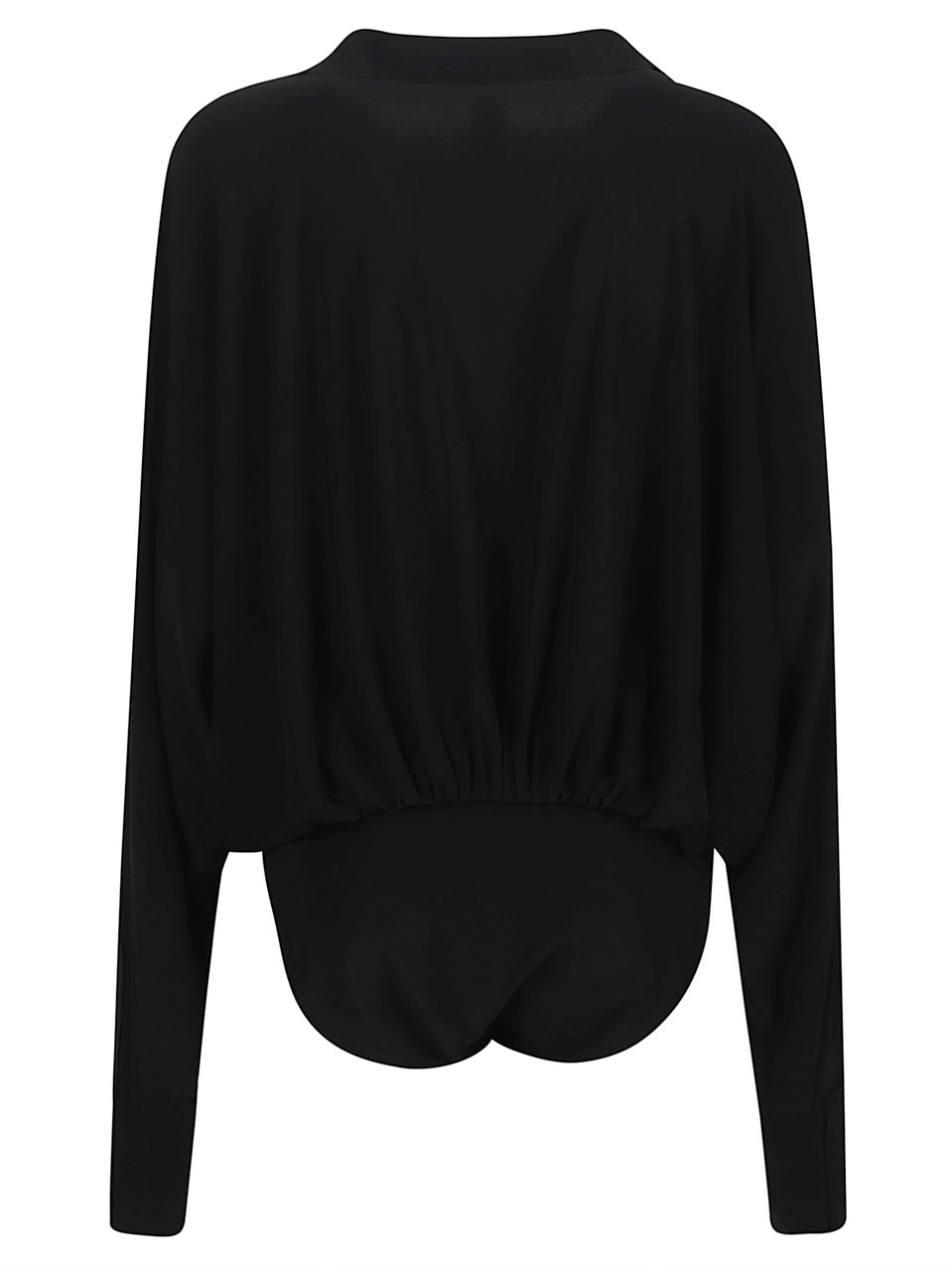 Norma Kamali Super Oversized Boyfriend Bodysuit Shirt Black Zwart