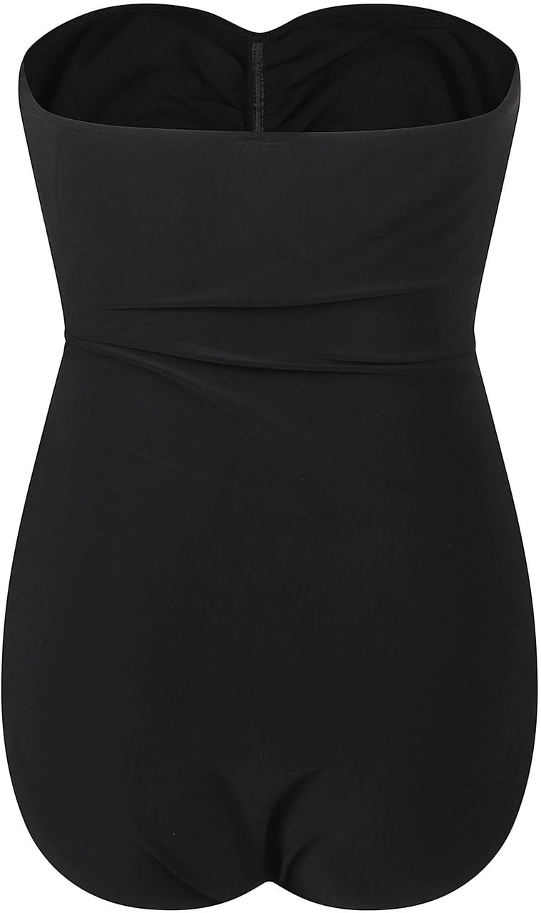 Norma Kamali Strapless Shirred Front Mio Swimwear Black Zwart