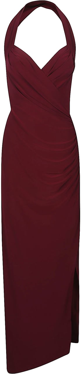 Norma Kamali Halter Sweetheart Drape Dress Pink Roze