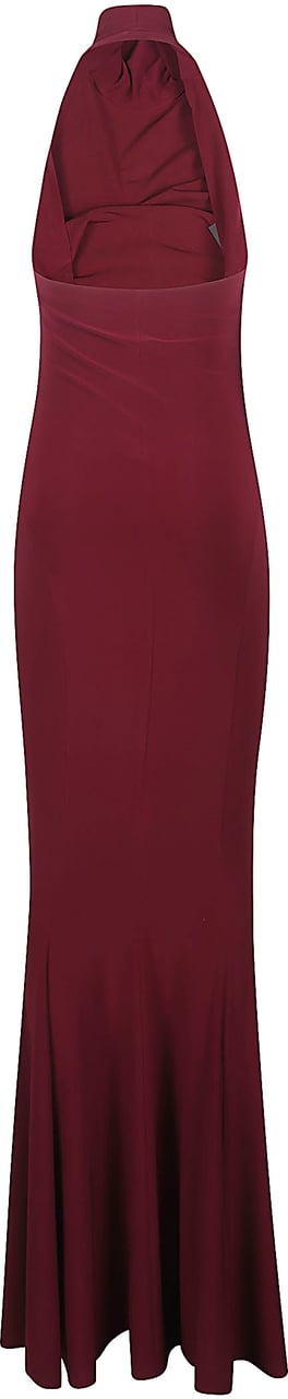 Norma Kamali Halter Turtle Fishtail Dress Pink Roze