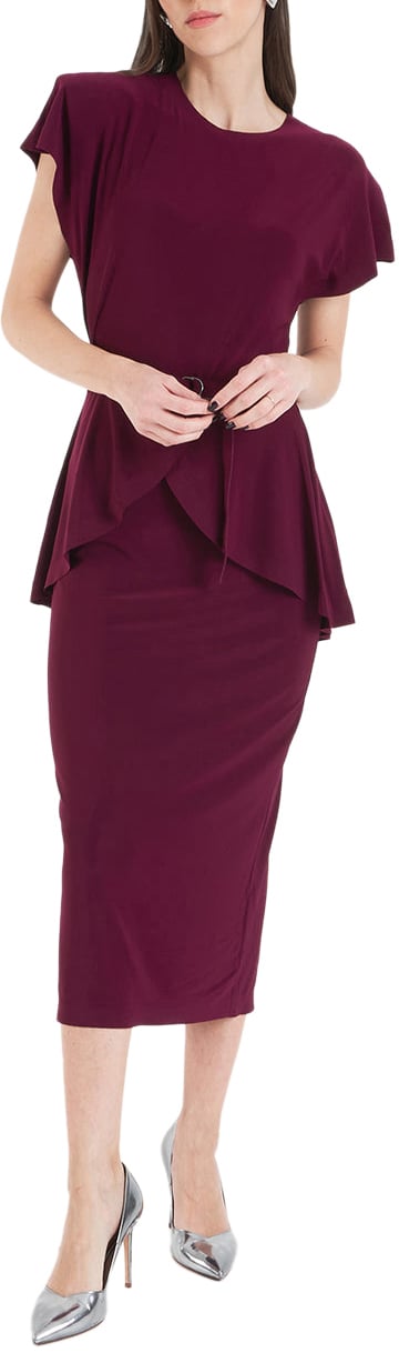 Norma Kamali Midi dress with waist belt Rood