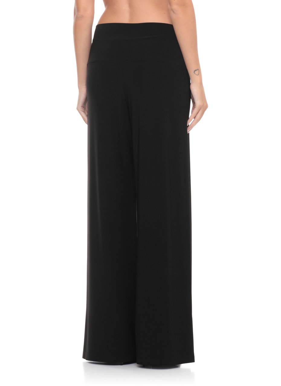 Norma Kamali Black Elastic Waist Palazzo Trousers Zwart
