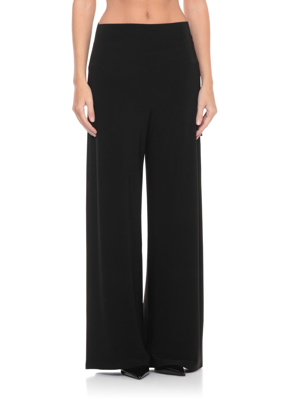 Norma Kamali Black Elastic Waist Palazzo Trousers Zwart