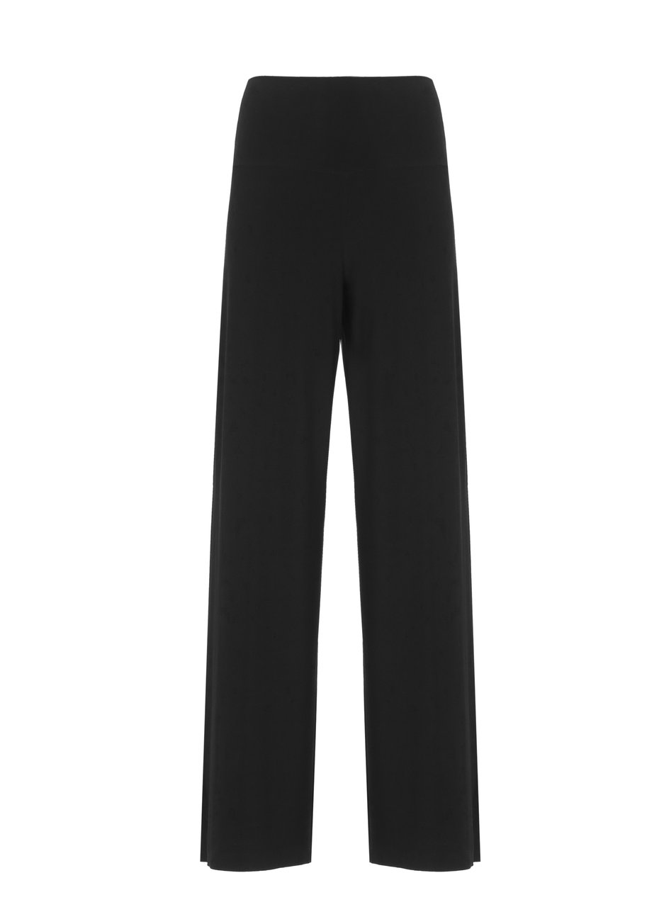 Norma Kamali Black Elastic Waist Palazzo Trousers Zwart
