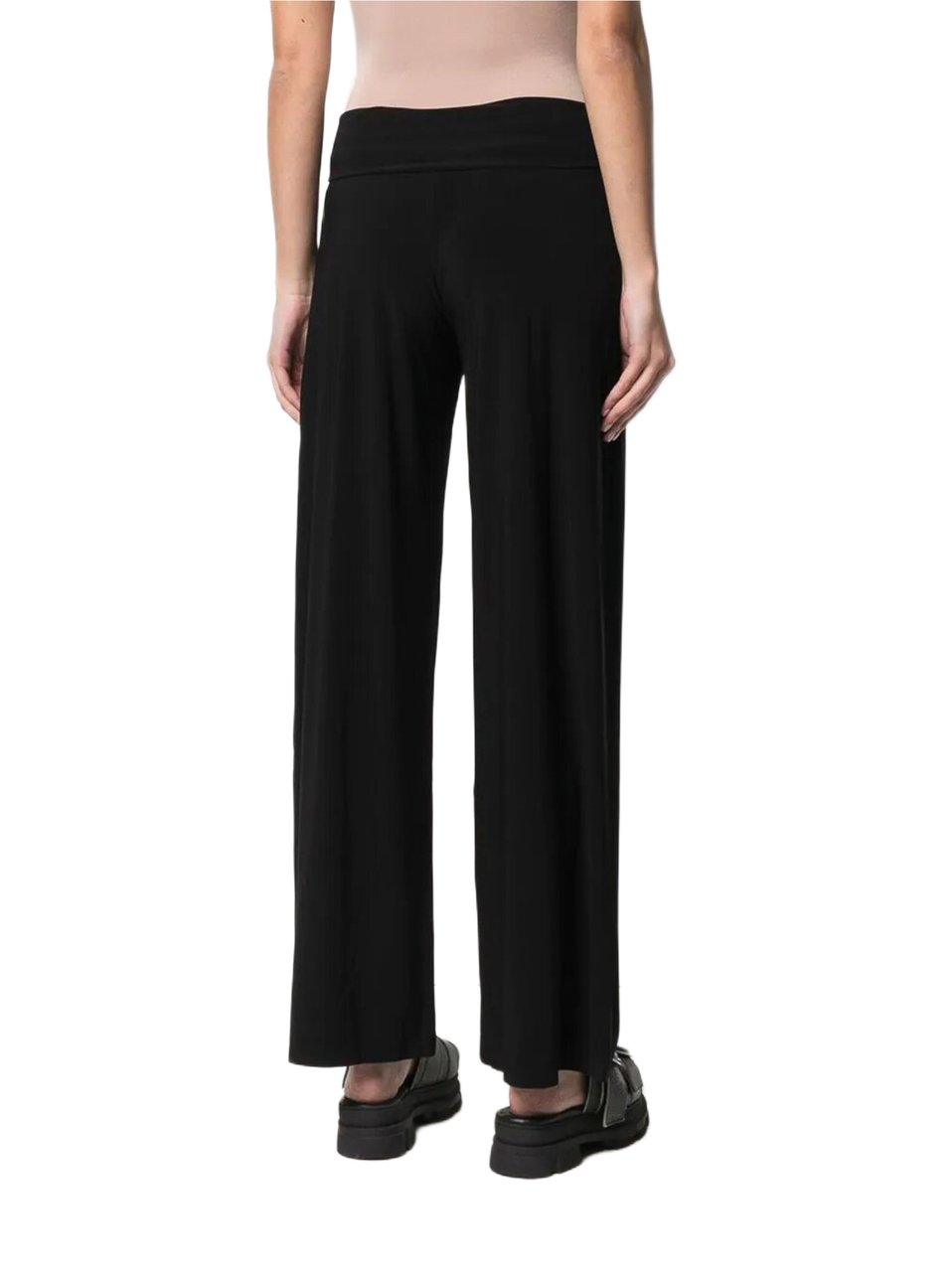 Norma Kamali Relaxed Fit Trousers With Straight Hem And Elastic Waistband Zwart