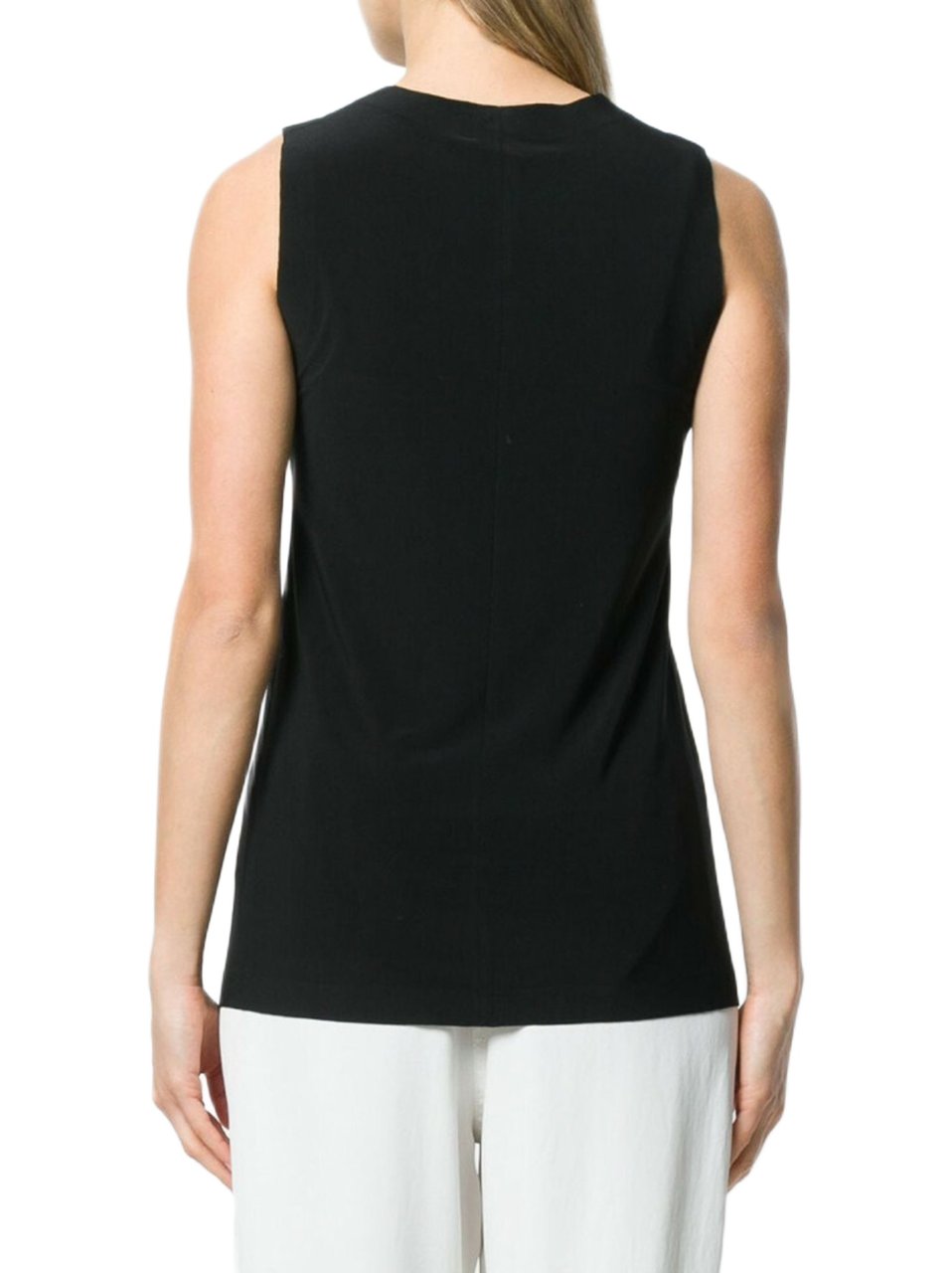 Norma Kamali Sleeveless Jersey Top With Boat Neckline And Straight Hem Zwart