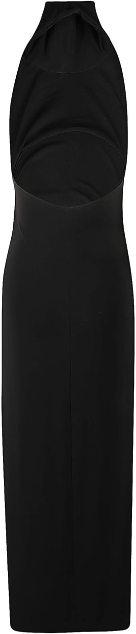 Norma Kamali Halter Turtle Side Slit Dress Black Zwart