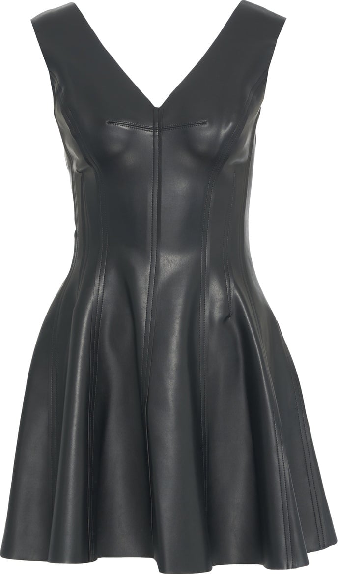 Norma Kamali Mini dress in faux leather Zwart