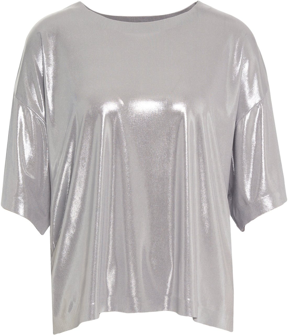 Norma Kamali Metallic look t-shirt Zilver