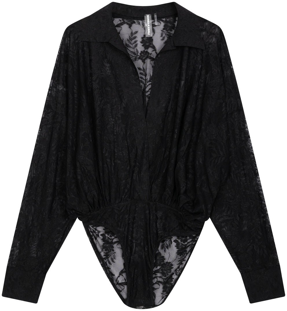 Norma Kamali Transparent body 'Boyfriend' Zwart