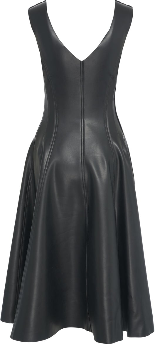 Norma Kamali Faux leather midi dress Zwart