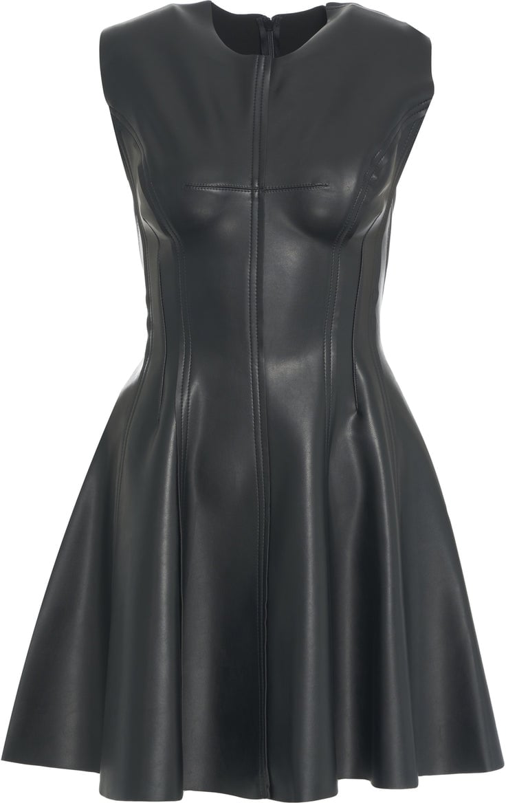 Norma Kamali Faux leather mini dress Zwart