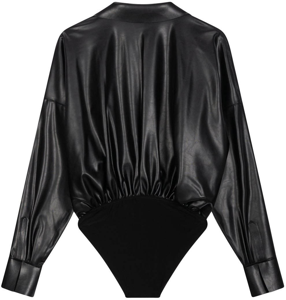 Norma Kamali Faux leather body 'Boyfriend' Zwart