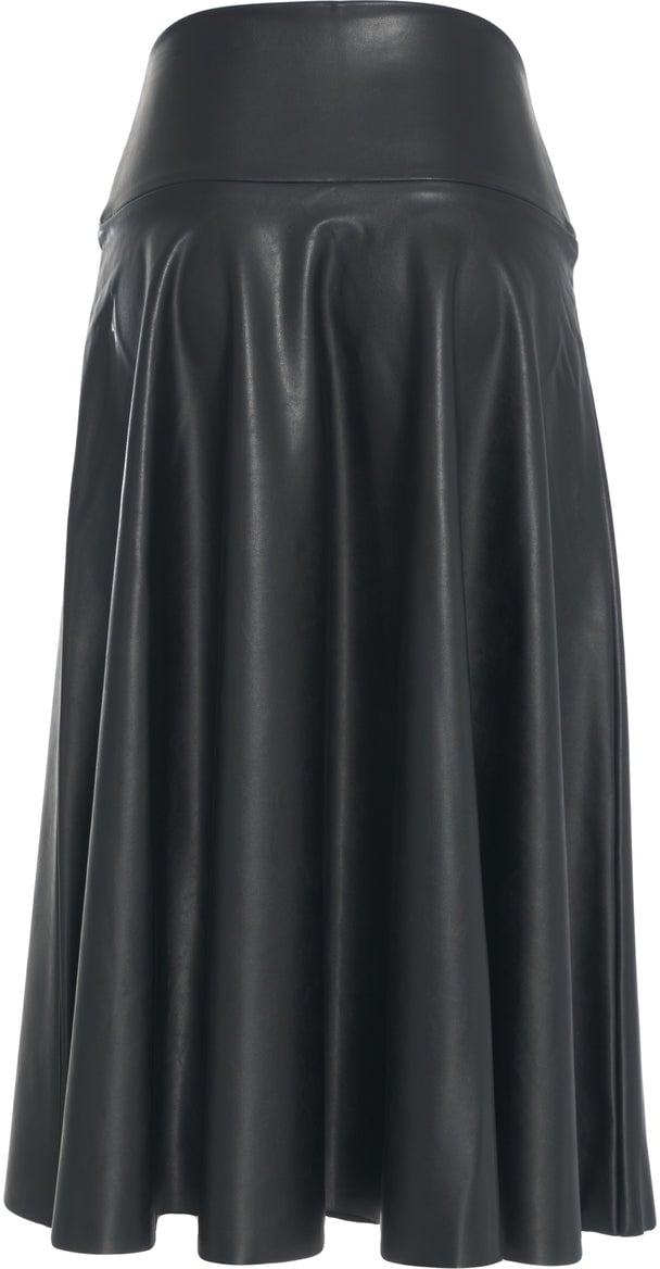 Norma Kamali Midi skirt made of faux leather Zwart