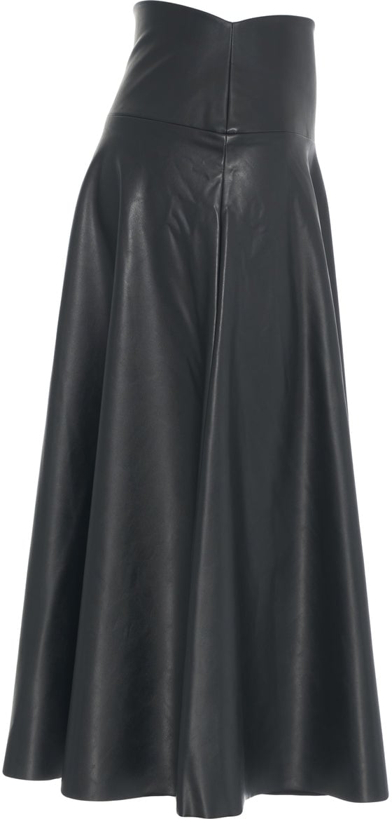 Norma Kamali Midi skirt made of faux leather Zwart