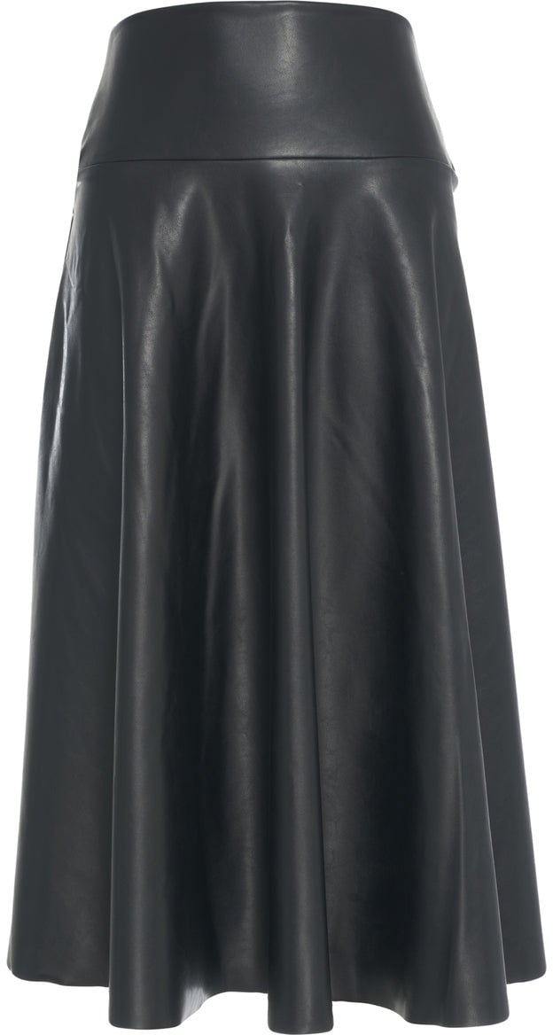 Norma Kamali Midi skirt made of faux leather Zwart