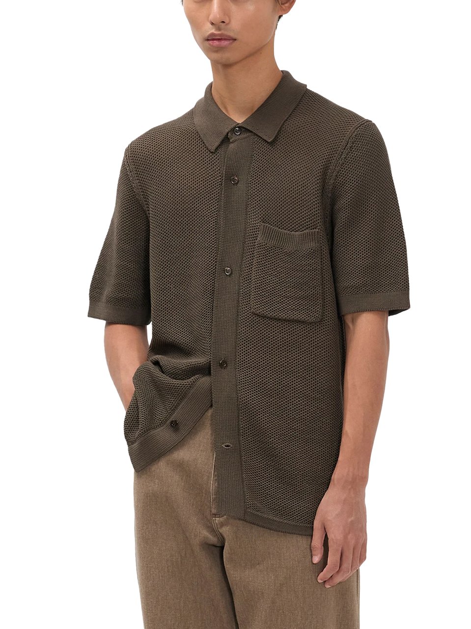 Norse Projects Textured Mercerised Cotton Knitted Shirt Zwart