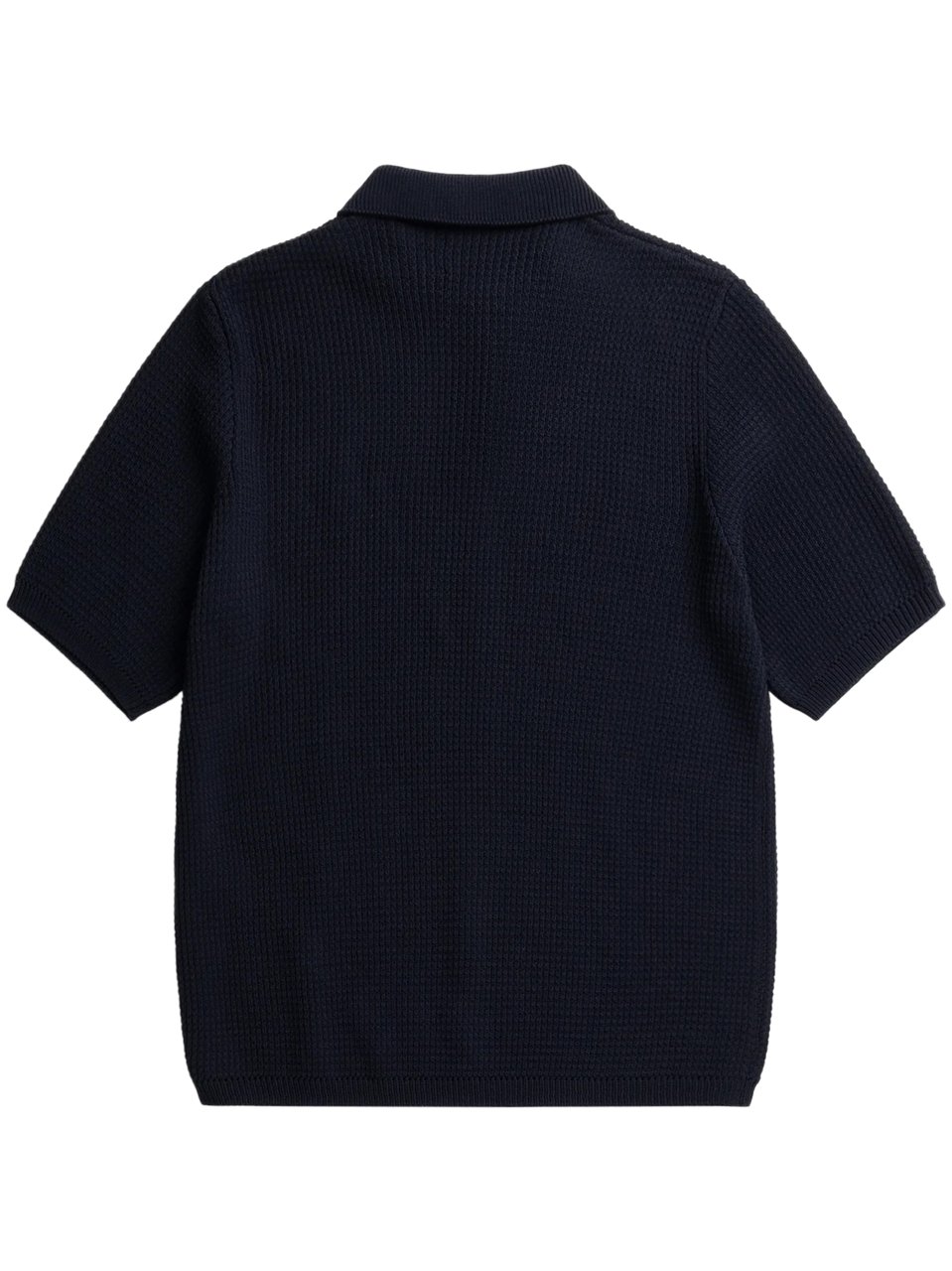 Norse Projects Textured Cotton Crepe Polo with Classic Collar Zwart