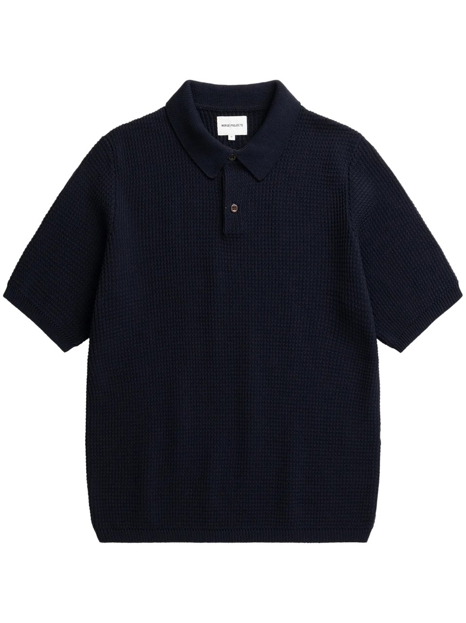 Norse Projects Textured Cotton Crepe Polo with Classic Collar Zwart
