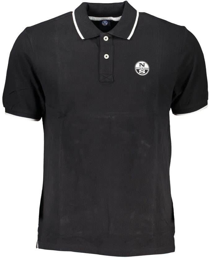 North Sails Black Cotton Men Polo Shirt Zwart