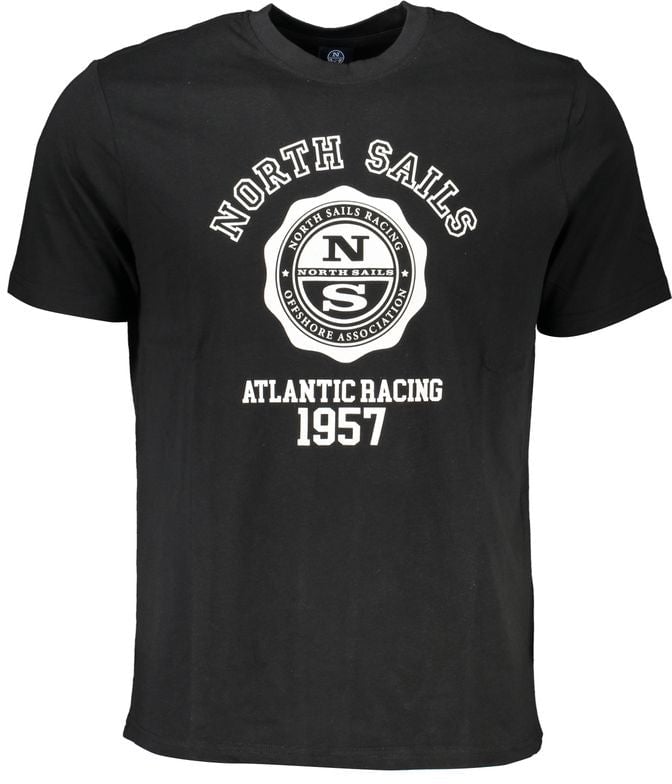 North Sails Black Cotton Men T-Shirt Zwart
