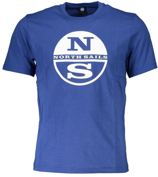 North Sails Blu Cotton Men T-Shirt Blauw