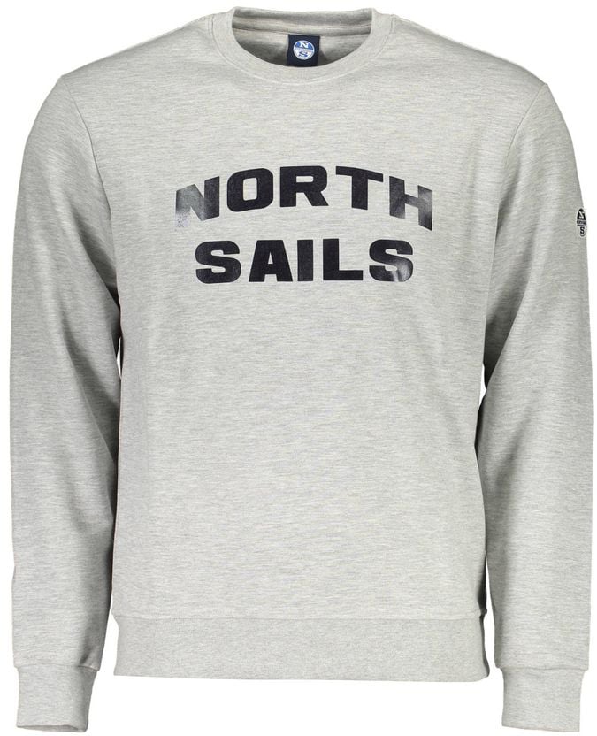 North Sails Gray Cotton Men Sweatshirt Grijs