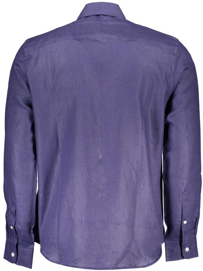 North Sails Blu Linen Men Shirt Blauw