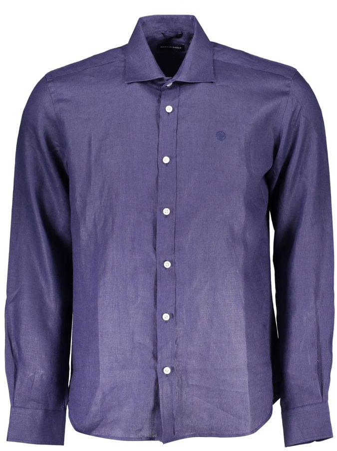 North Sails Blu Linen Men Shirt Blauw