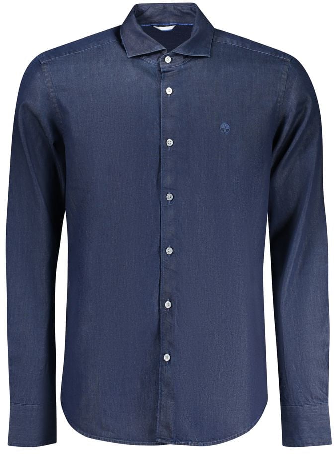 North Sails Blue Cotton Men's Shirt Blauw