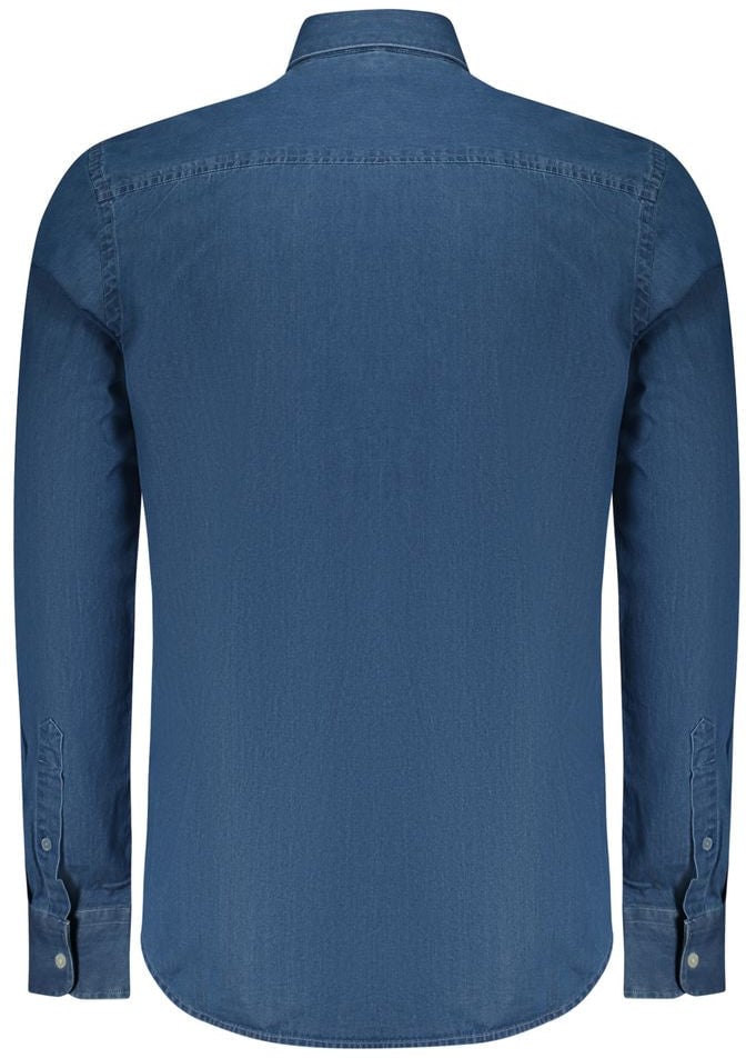 North Sails Blue Cotton Men Shirt Blauw