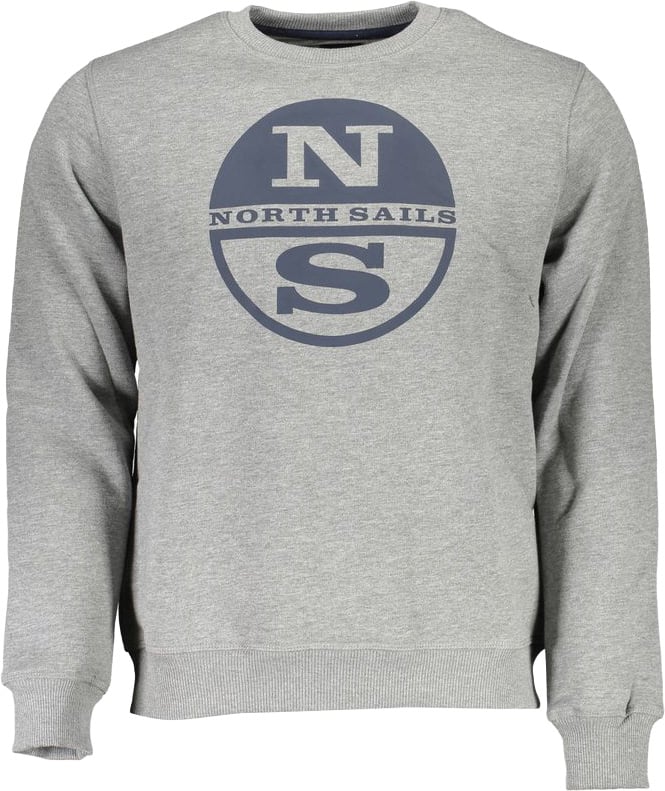 North Sails Gray Cotton Men Sweater Grijs
