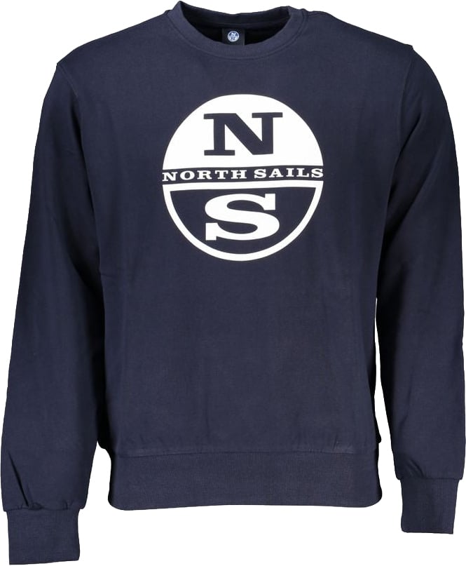 North Sails Blue Cotton Men Sweater Blauw