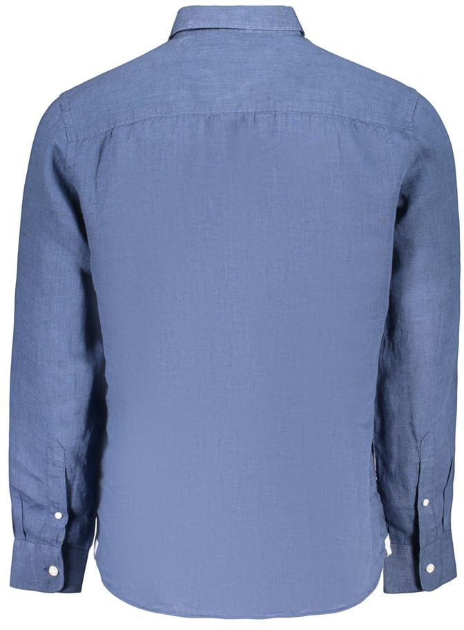 North Sails Blue Linen Men's Shirt Blauw