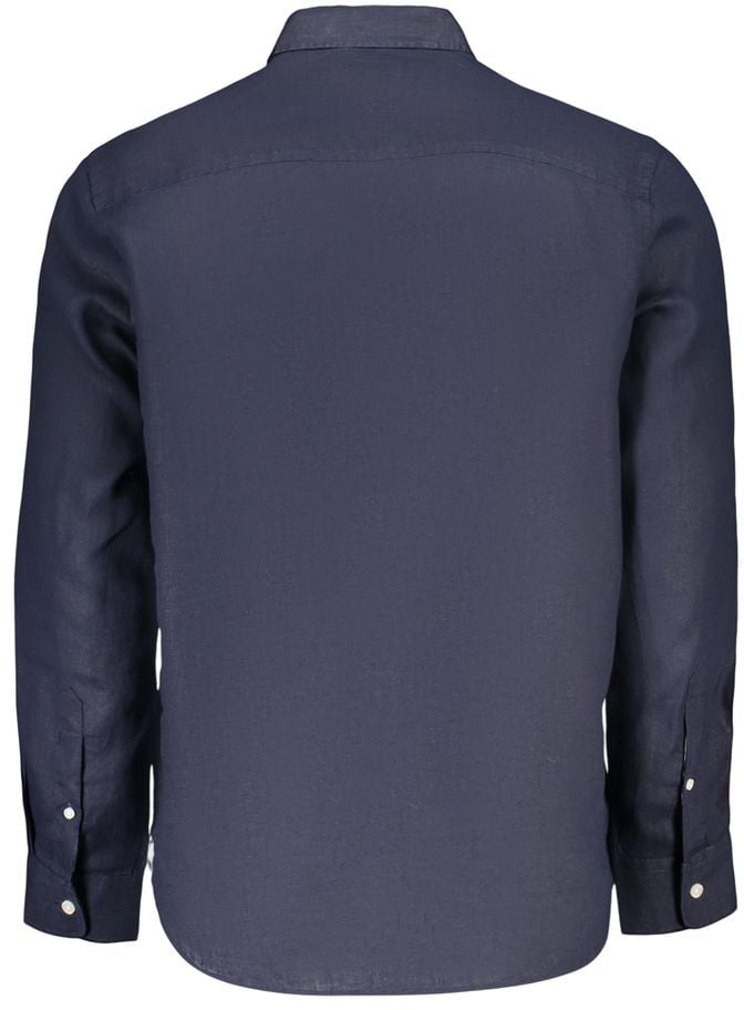 North Sails Blue Linen Men's Shirt Blauw